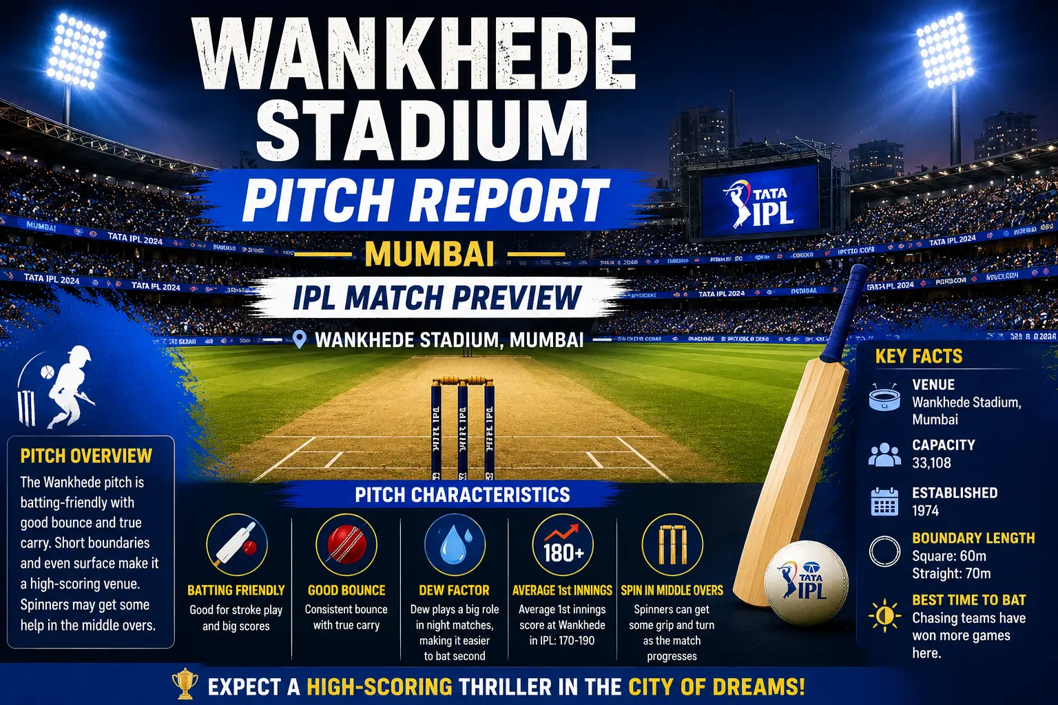 Wankhede Stadium pitch report before IPL match in Mumbai